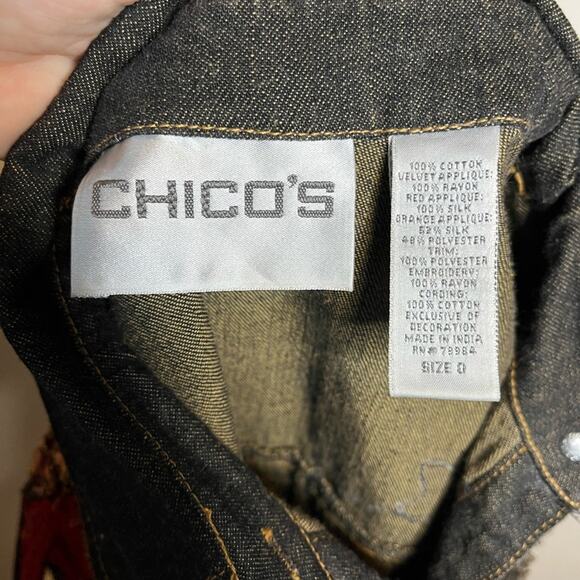 CHICO’S vintage heavy beaded embroidered embellished jean jacket US size 4 - Picture 6 of 8